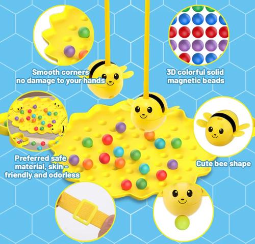 🐝 Little Bees Collect Pearls – Magnetic Tabletop Fishing Game
