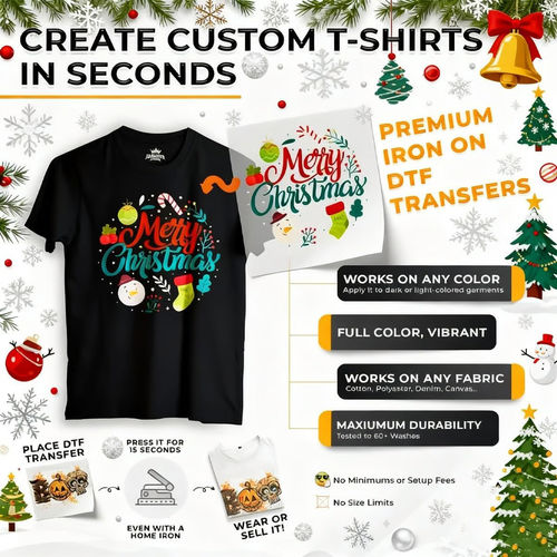 💥🎄15PCS Christmas Mystery DTF Transfer Bundle for Festive DIY Creations