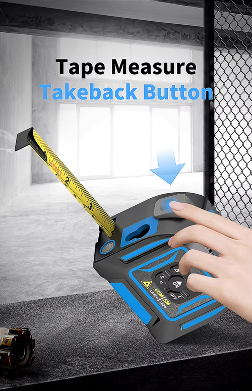 5M Tape + 60M Laser Digital Measuring Tape – Multi-Function Precision Measuring Tool with LCD Display & Cross Laser Emitter 100 sales