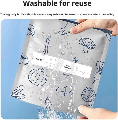 (30pcs )Reusable Aluminum Foil Sealable Storage Bags, 2025 New Resealable Vacuum Zipper Pouches for Food, Stand Up Foil Sealable Bags with Label and Zip Lock for Vegetable Fruit Meat