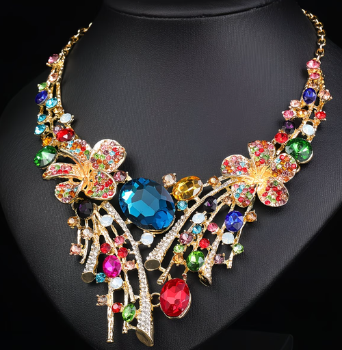 Floral Necklace and Earrings Set