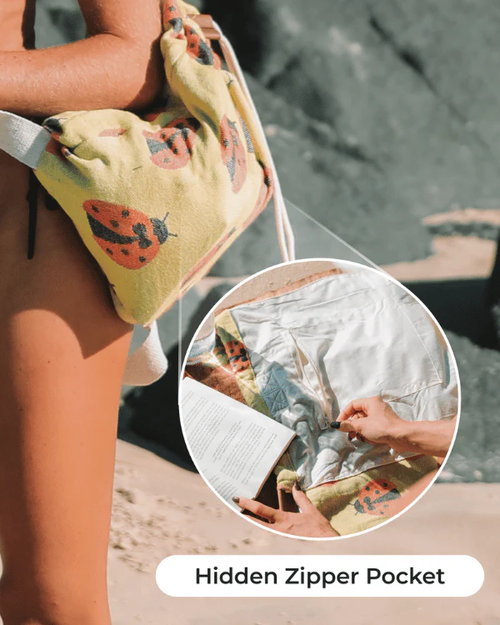 2-in-1 Foldable Beach Towel Bag
