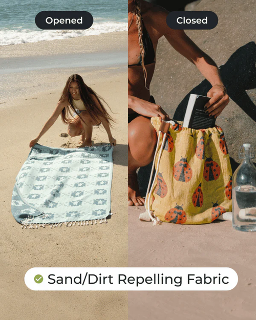 2-in-1 Foldable Beach Towel Bag
