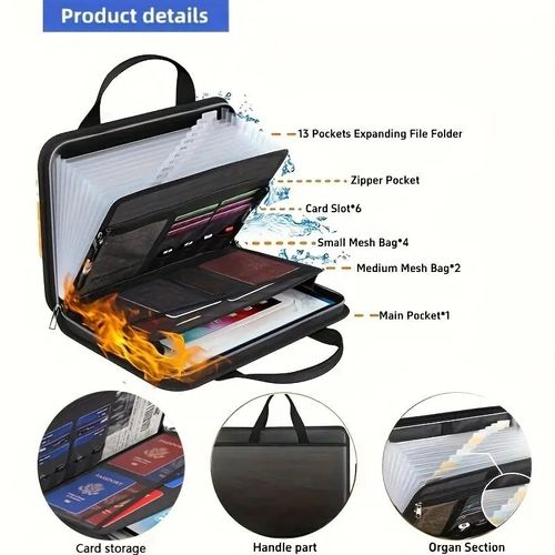 Fireproof Document Organizer Bag