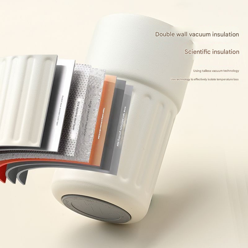 Smart temperature display insulated coffee cup | 316 stainless steel stylish thermos | Portable car travel cup | Perfect gift for coffee lovers, foggy white coffee color（delivery in 3 days）