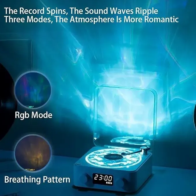 New Retro Vinyl Record Bluetooth Speaker | White Noise Sea Sound Machine | Projection Atmosphere Light | Perfect Gift for Women