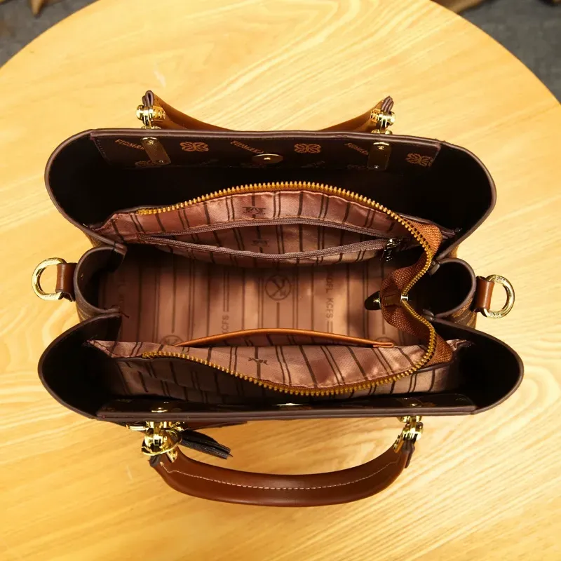 2025 New Retro PU Tote Bag for Women - Stylish Large Capacity Shoulder Crossbody Bag, Elegant High-End Fashion Handbag, Versatile Casual Daily