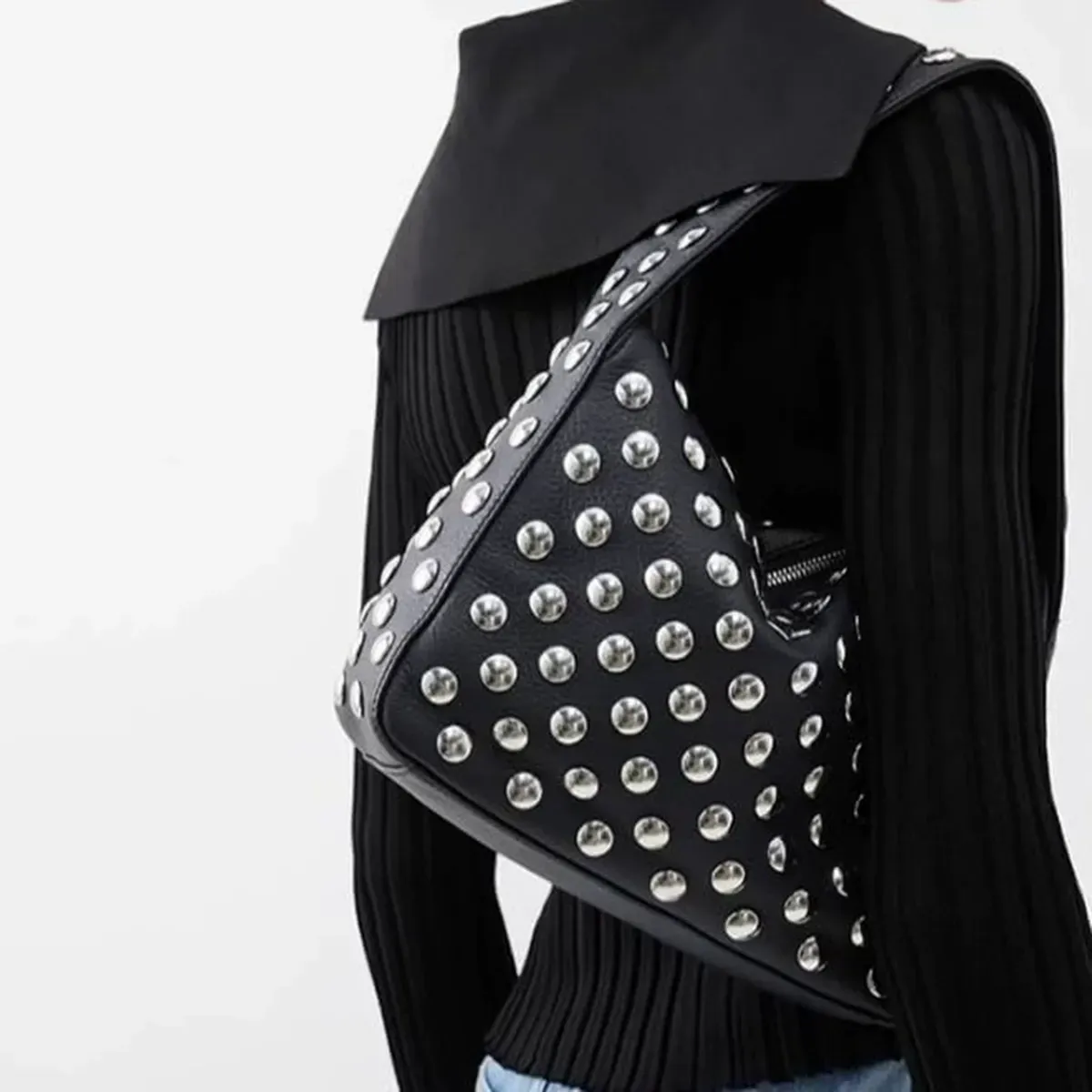 Women's Punk Inspired Studded Decor Handbag, Y2k Portable Tote Shoulder Bags, High-quality Daily Elegant Commuter Bag Purse, Trendy Shoulder Bags, Elegant Bags, Ladies Casual Trendy Purses