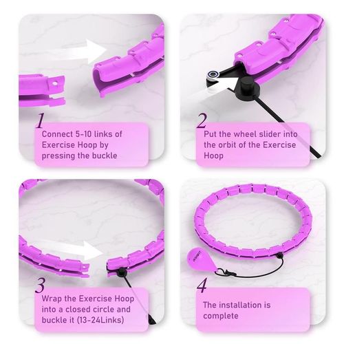 Weighted Hula Circle for Adults, Infinity Hoop Fit Plus Size 47 Inch 120cm, Include 24 Detachable Links and Waist Trainer for Women, Home Workout Equipment, Exercise Equipment, Home Training Equipment