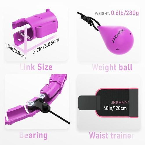 Weighted Hula Circle for Adults, Infinity Hoop Fit Plus Size 47 Inch 120cm, Include 24 Detachable Links and Waist Trainer for Women, Home Workout Equipment, Exercise Equipment, Home Training Equipment