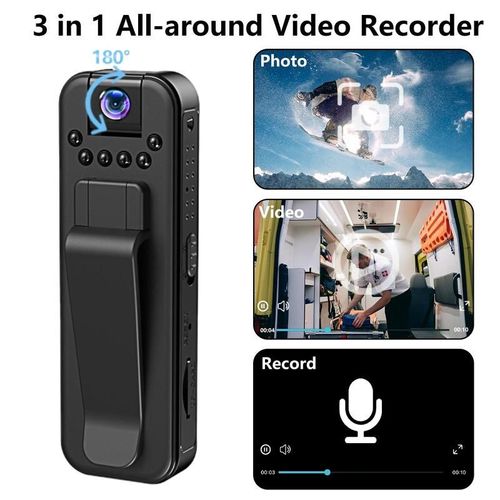 Wireless Vlog Body Camera, Wearable Body Cam with Night-Vision & 180° Rotation Lens, Portable Sport DV Camcorder for Outdoor Sport Skiing Cycling Hiking