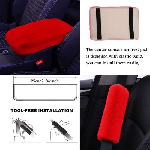 Solid Color Car Steering Wheel Cover (9 Counts set), Soft Plush Steering Wheel Protector, Solid Color Car Steering Wheel Cover for Women & Girls, Interior