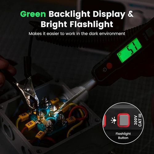 0.8-100V DC Car Automotive Circuit Tester - Smart Auto-Ranging Fuse Tester with Sharp Probe, Professional Vehicle Voltage Tester for Car Battery, Bidirectional Polarity Checker Tool for Voltage Continuity Resistance Detection with Audible Buzzer, Essential Auto Maintenance & Repair Tool