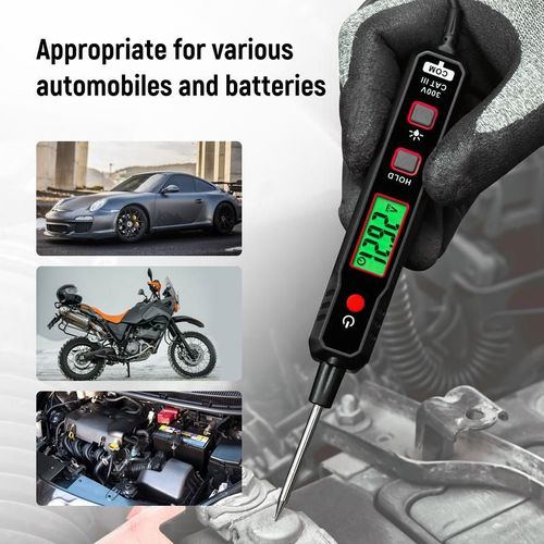 0.8-100V DC Car Automotive Circuit Tester - Smart Auto-Ranging Fuse Tester with Sharp Probe, Professional Vehicle Voltage Tester for Car Battery, Bidirectional Polarity Checker Tool for Voltage Continuity Resistance Detection with Audible Buzzer, Essential Auto Maintenance & Repair Tool