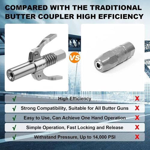 Leaking-proof Grease Tools Coupler, 12000PSI High Pressure Lubricating Oil Nozzle Accessory Compatible with 0.32 Cm Npt Lubricating Oil Nozzle