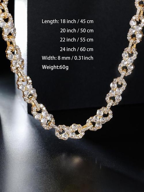 Infinity Symbol Design Necklace, Rhinestone Decor Cuban Chain Necklace, Hip Hop Jewelry for Party, Daily Clothing Decor, Trendy All-match & Exquisite Jewelry for Gift