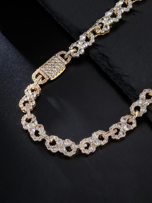 Infinity Symbol Design Necklace, Rhinestone Decor Cuban Chain Necklace, Hip Hop Jewelry for Party, Daily Clothing Decor, Trendy All-match & Exquisite Jewelry for Gift