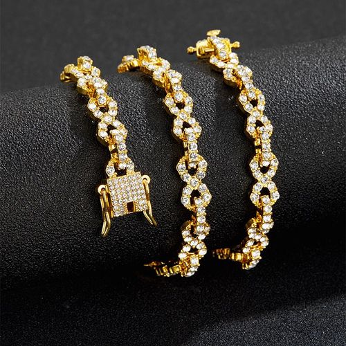 Infinity Symbol Design Necklace, Rhinestone Decor Cuban Chain Necklace, Hip Hop Jewelry for Party, Daily Clothing Decor, Trendy All-match & Exquisite Jewelry for Gift