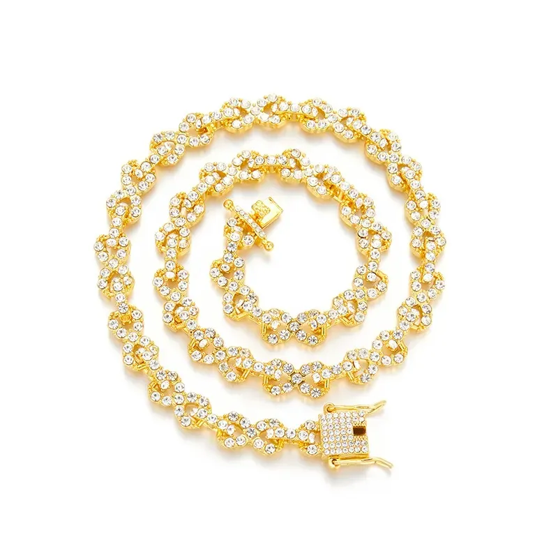 Infinity Symbol Design Necklace, Rhinestone Decor Cuban Chain Necklace, Hip Hop Jewelry for Party, Daily Clothing Decor, Trendy All-match & Exquisite Jewelry for Gift