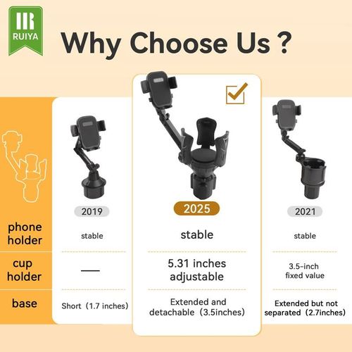 Car Cup & Phone Holder Adjustable Compatible with Most Bottles & Smartphones 360 Degree Rotation Car Accessories