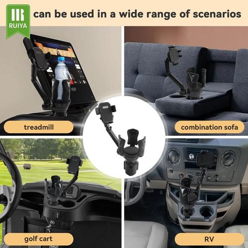 Car Cup & Phone Holder Adjustable Compatible with Most Bottles & Smartphones 360 Degree Rotation Car Accessories