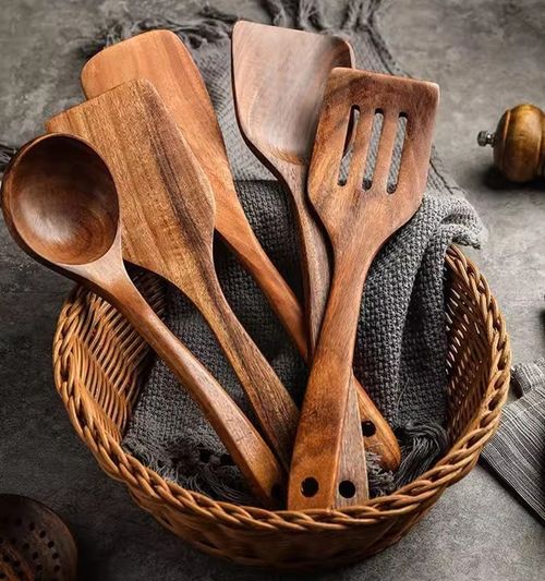 Wooden Utensils Set, 5pcs Non-stick Cooking Utensils, Kitchen Utensils Set for Home Use