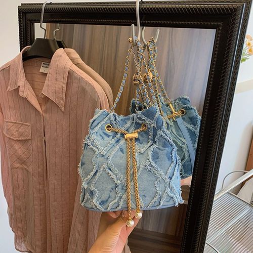 Women's Elegant Faux Pearl Decorated Crossbody Bag, Exquisite Trendy Metal Drawstring Crossbody Bag, Fashionable Bag for Daily Use