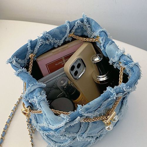 Women's Elegant Faux Pearl Decorated Crossbody Bag, Exquisite Trendy Metal Drawstring Crossbody Bag, Fashionable Bag for Daily Use