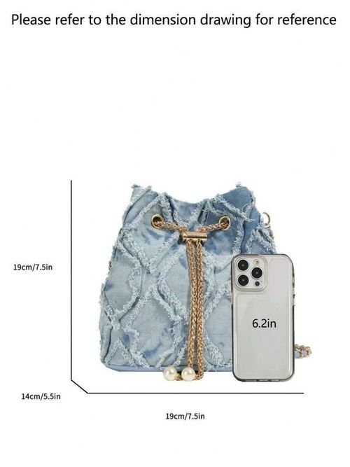 Women's Elegant Faux Pearl Decorated Crossbody Bag, Exquisite Trendy Metal Drawstring Crossbody Bag, Fashionable Bag for Daily Use