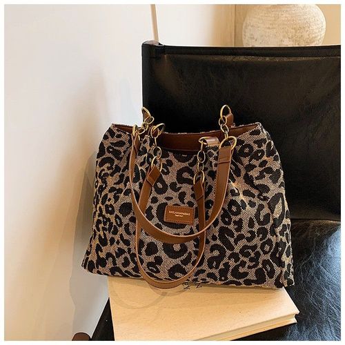 Women's Random Leopard Print Shoulder Bag, 2025 New Style Large Capacity Tote Bag for Work & Daily Used, Personalized Trendy All-match Underarm Bag
