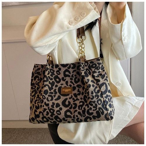 Women's Random Leopard Print Shoulder Bag, 2025 New Style Large Capacity Tote Bag for Work & Daily Used, Personalized Trendy All-match Underarm Bag