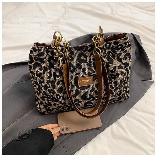 Women's Random Leopard Print Shoulder Bag, 2025 New Style Large Capacity Tote Bag for Work & Daily Used, Personalized Trendy All-match Underarm Bag