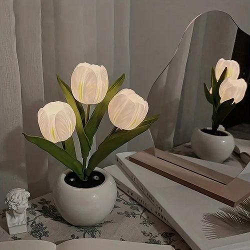 Tulip Lamp LED Simulation Tulip Nightlight with Vase Table Lamp Decoration Suitable for Home, Living Room, Tabletop Decoration, Holiday Gifts, Mood Decorative Lights