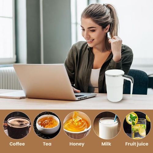 Electric Self-stirring Coffee Mug - Magnetic Stirring Cup, Rechargeable Automatic Mixing Cup with LCD Thermometer, for Milk & Cocoa, Ideal for Office & Kitchen & Travel