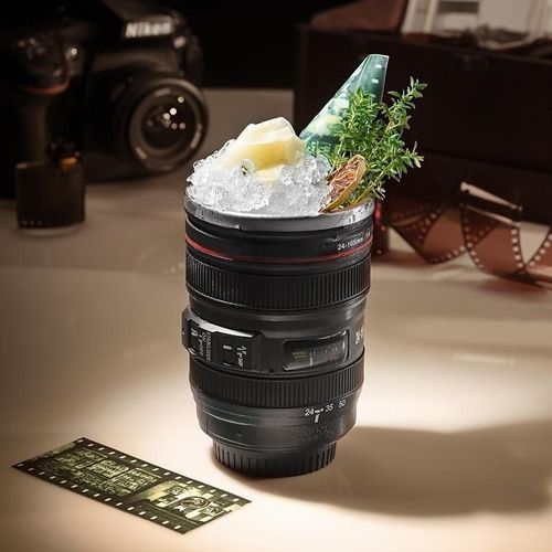 Stainless Steel Insulated Coffee Mug, 1 Count Leak-proof Camera Lens Design Cup with Lid, Portable Mug for Photographer Lovers Gift