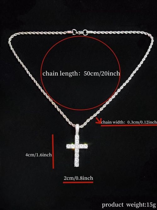 Rhinestone Cross Twist Chain Pendant Necklace for Men & Women, 1 Piece Hip Hop Jewelry for Party, Daily Clothing Decor, Trendy All-match Jewelry for Birthday Gift