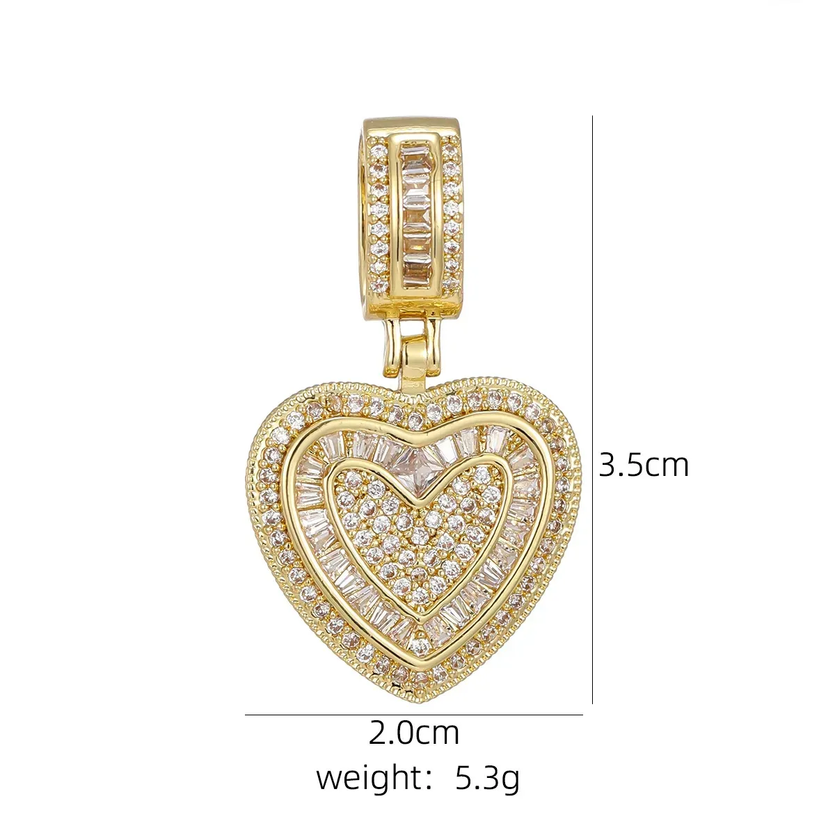 Hip Hop Heart Necklace for Women, Cubic Diamond Heart Pendant Necklace with 14K Gold Plated Heart Charm Chains Birthday Gifts for Women