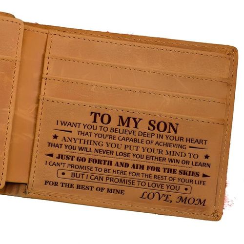 Gifts for Son - Premium Leather Card Wallet for Son - Men's Wallet - Birthday Gift for Son, Christmas Gift, Thanksgiving Gifts, Holiday Gift