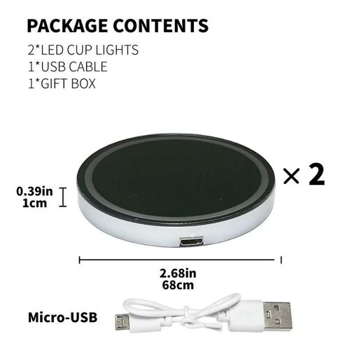 2PCS LED Cup Holder Lights for Car, Rechargeable 7 Color-Changing Light Up Cup Holder Insert Coasters, Car Accessories for Teens Vehicle