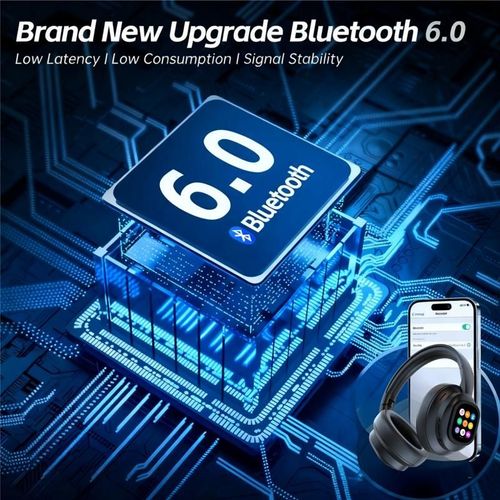 Bluetooth 6.0 LCD Touchscreen Wireless Noise-Canceling Headphones with DIY Wallpapers & Multiple Sound Effects – Great Gift Idea for Men and Women