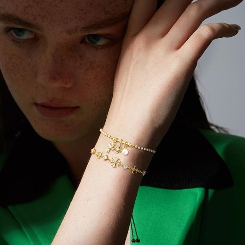 Double Layered Bracelets for Women - Snowflake Cross Charms Adjustable Sparkle Bracelet Set, Hypoallergenic Meaningful Christian Symbol, Ideal Gift for Mother's Day Valentine Wedding Birthday