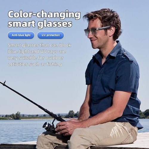 VUB Bluetooth audio smart glasses with photochromic lenses that darken in sunlight, metal frame, surround sound and Wireless microphone