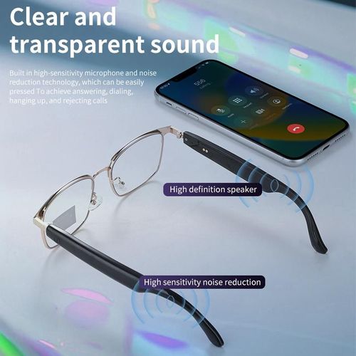 VUB Bluetooth audio smart glasses with photochromic lenses that darken in sunlight, metal frame, surround sound and Wireless microphone