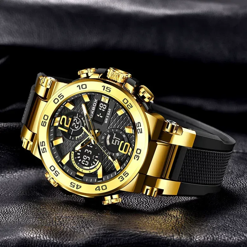 Men's sports waterproof quartz watch, stylish luminous wristwatch with date display, suitable for parties and everyday wear, a versatile and trendy style. (Watch box not included)