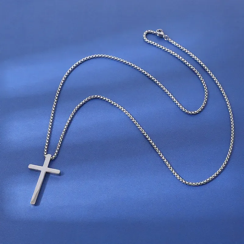 Stainless Steel Cross Necklace for Men and Women (Unisex), Mens Necklaces with 2.5mm Cross Chain  Stainless Steel Cross Necklace