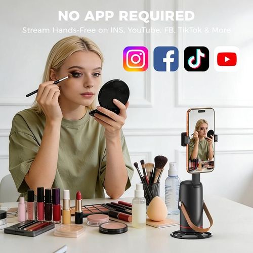 Auto Face Tracking Tripod, with Gesture Control Functon ,360° Rotation Face Body Phone Camera Mount Smart Shooting Phone Tracking Holder for Live Vlog Streaming Video, Accessories Selfie 360 Rotating Phone Stand Smartphone Vlogging Kit