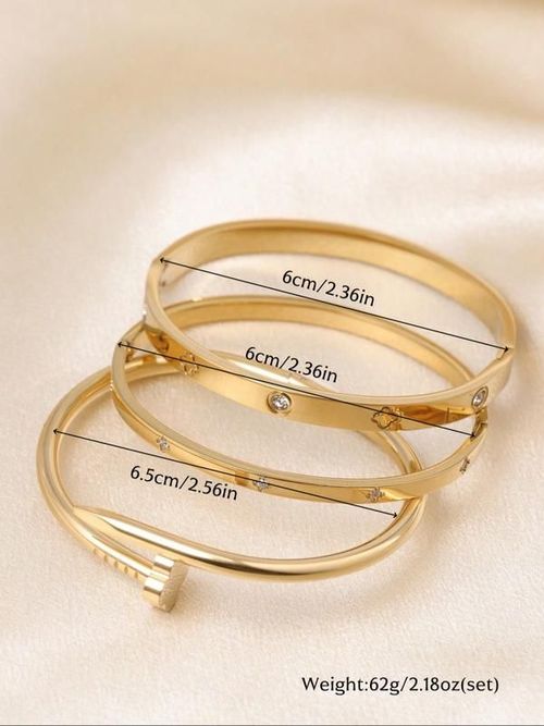 Women's Stainless Steel Bracelet Set, Exquisite Bracelet, Flower Nail Design , Casual Style Jewelry for Women, Perfect Gift for Her