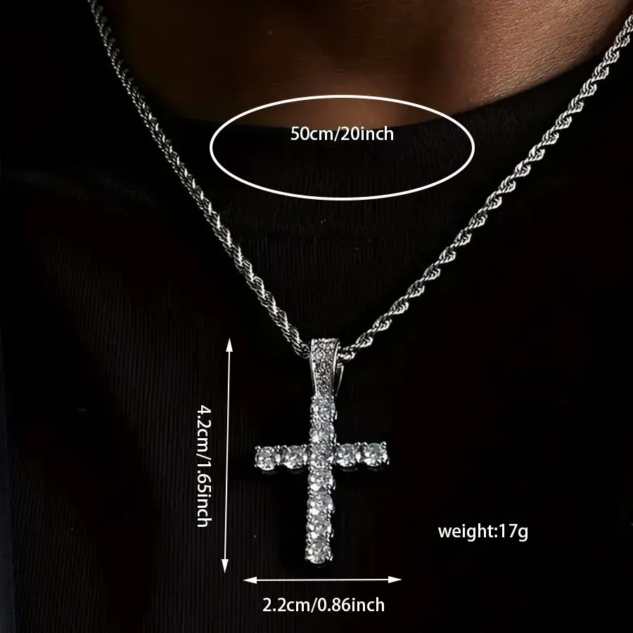 Men's American Style Cross Necklace Pendant - Premium Minimalist Hip Hop Trendy Accessory, Casual Fashion Bestseller