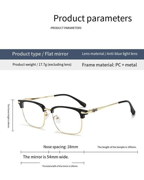 Unisex Browline Anti-Blue Light Eyeglasses, Basic Semi-Rimless Frame Design Glasses, Perfect For Students Everyday Use