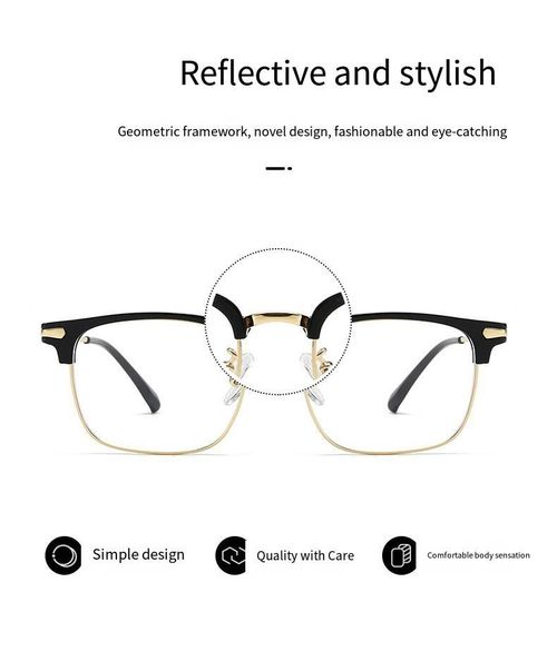 Unisex Browline Anti-Blue Light Eyeglasses, Basic Semi-Rimless Frame Design Glasses, Perfect For Students Everyday Use